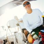 woman in sunglasses sailing