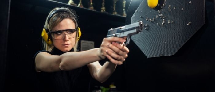 woman at shooting range