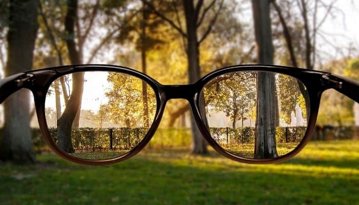 nearsighted vision corrected with glasses