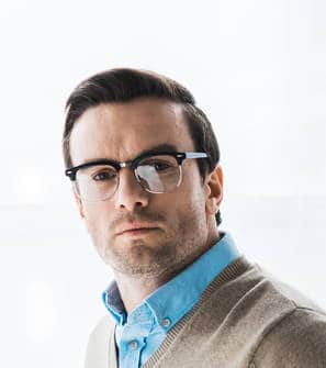 man wearing browline glasses