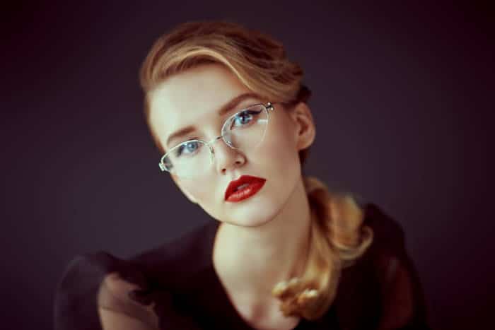 woman wearing semi-rimless glasses