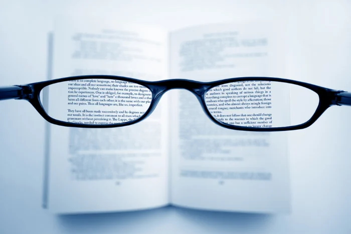 clear text as seen through reading glasses