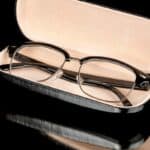 bifocal glasses in open case