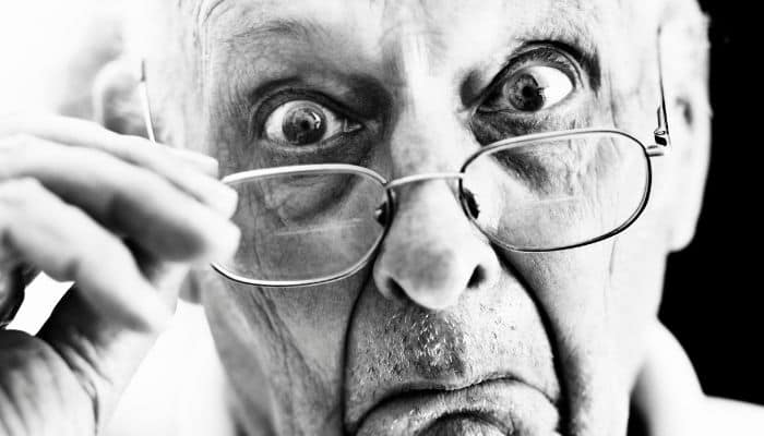 old man wearing bifocals