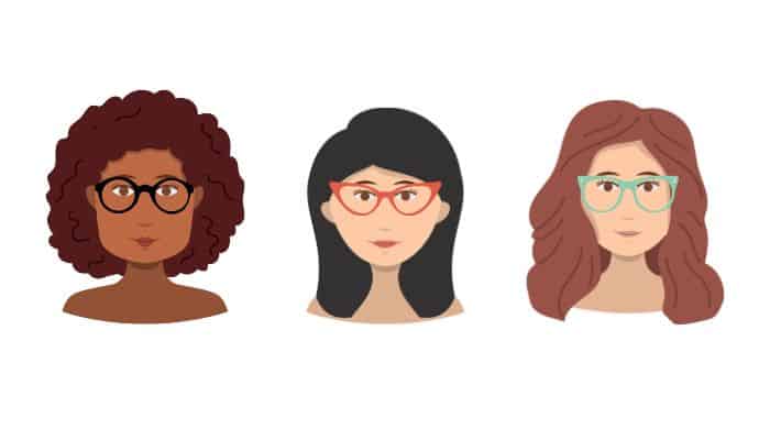 illustration of different face shapes and glasses