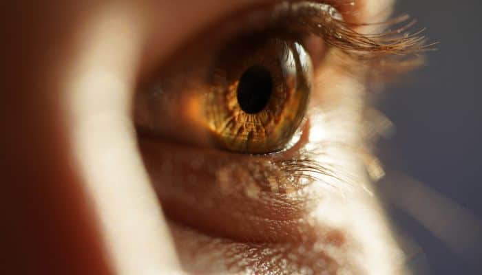 close up of woman's eye and cornea