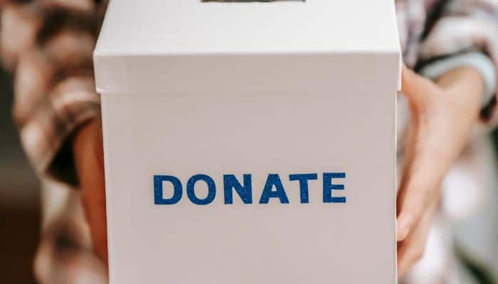 close up of a donation box