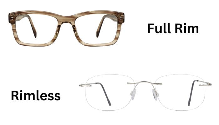 full rim vs. rimless glasses