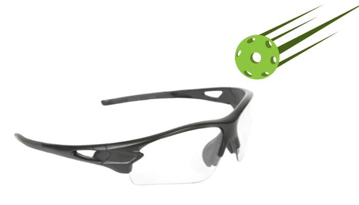 sport glasses with incoming pickleball impact